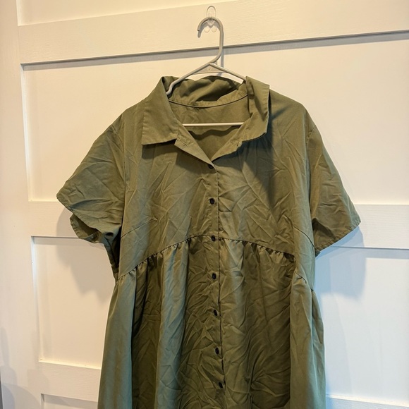 SHEIN Curve Khaki Shirt Dress - Picture 2 of 7